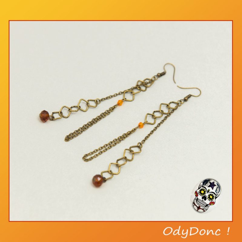 Boucles d’Oreilles Ethniques Géométrique Boucles Pendantes Chaîne Losange