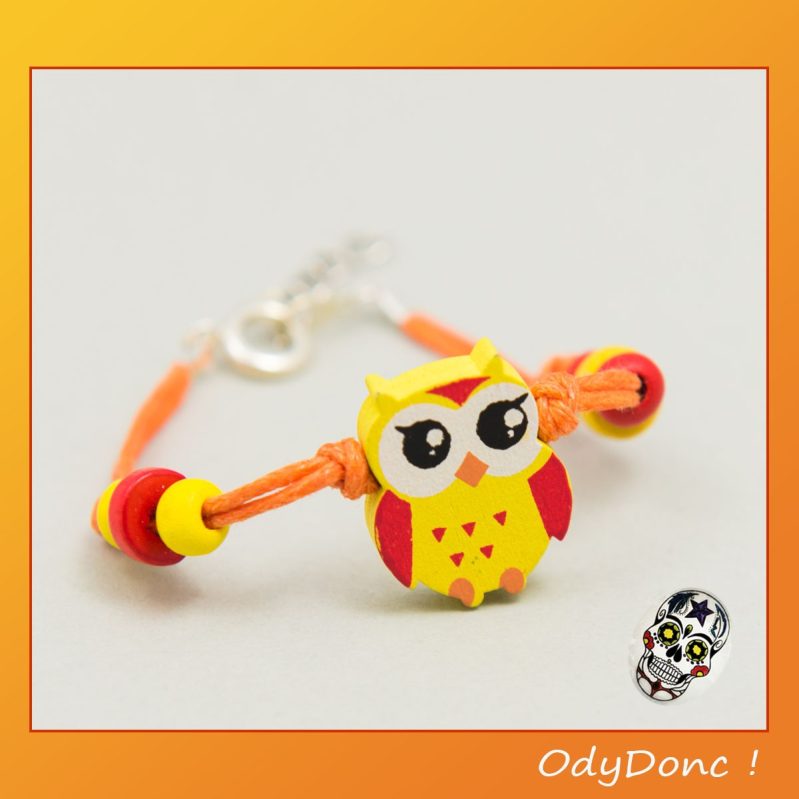 Bracelet Minimaliste Chouette Jaune Bijou Enfant Mixte Unisexe