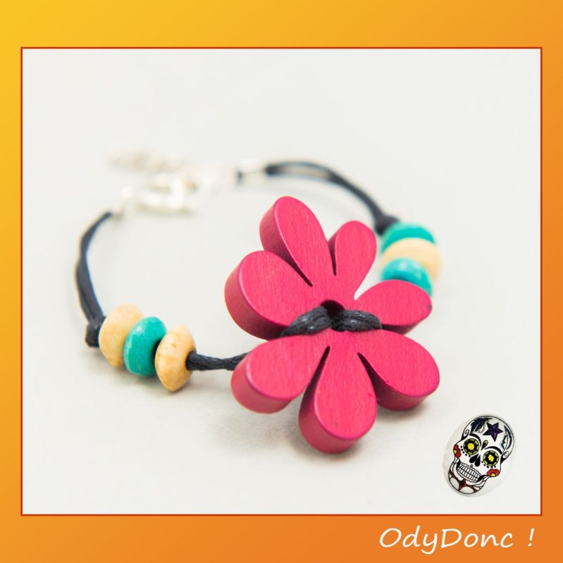 Bracelet Minimaliste Fleur Rose Bijou Fantaisie Enfant