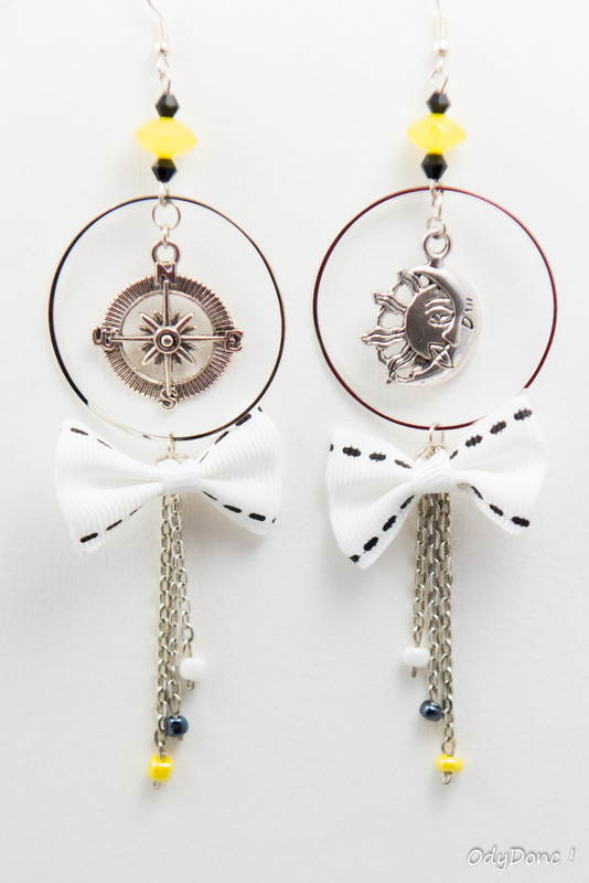 Boucles D'Oreilles Boussole Argent Sterling VONALA - Cadeau Diplôme, Anniversaire - Bleu Océan