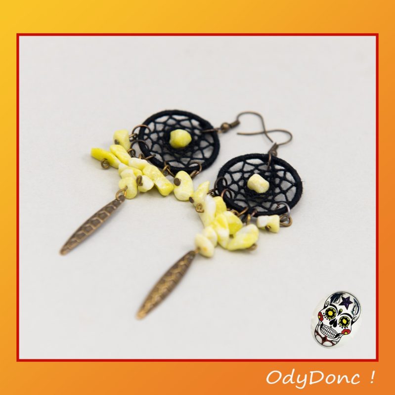 Boucles d’Oreilles Péridot Dreamcatcher – Pendentif Attrape Rêves Totem