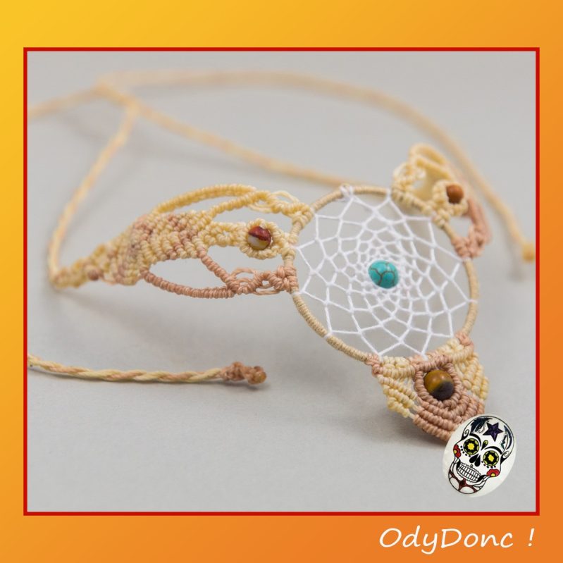 Collier Macramé Jaspe Mokaite Dreamcatcher Howlite Pendentif Attrape Rêves Artisanal
