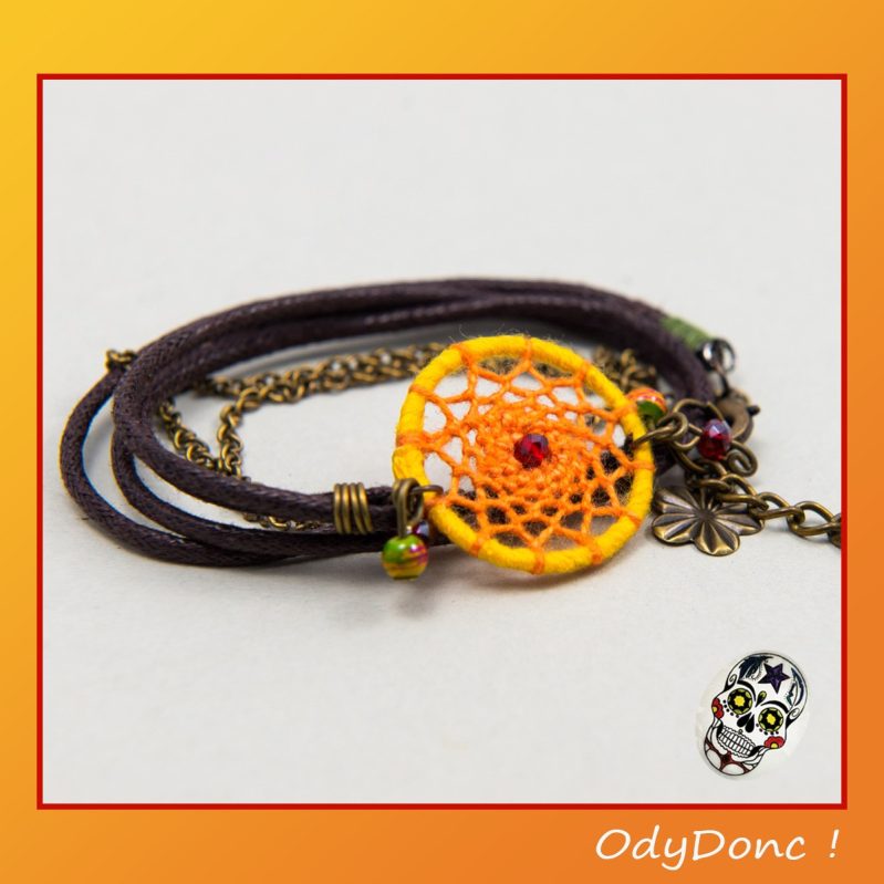 Bracelet Inspiration Automne Dreamcatcher Pendentif Attrape Rêves Artisanal