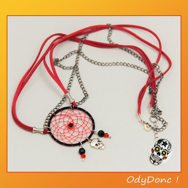 Collier Sautoir Rock Ethnique Attrape Rêves Dreamcatcher Pendentif Fait Main