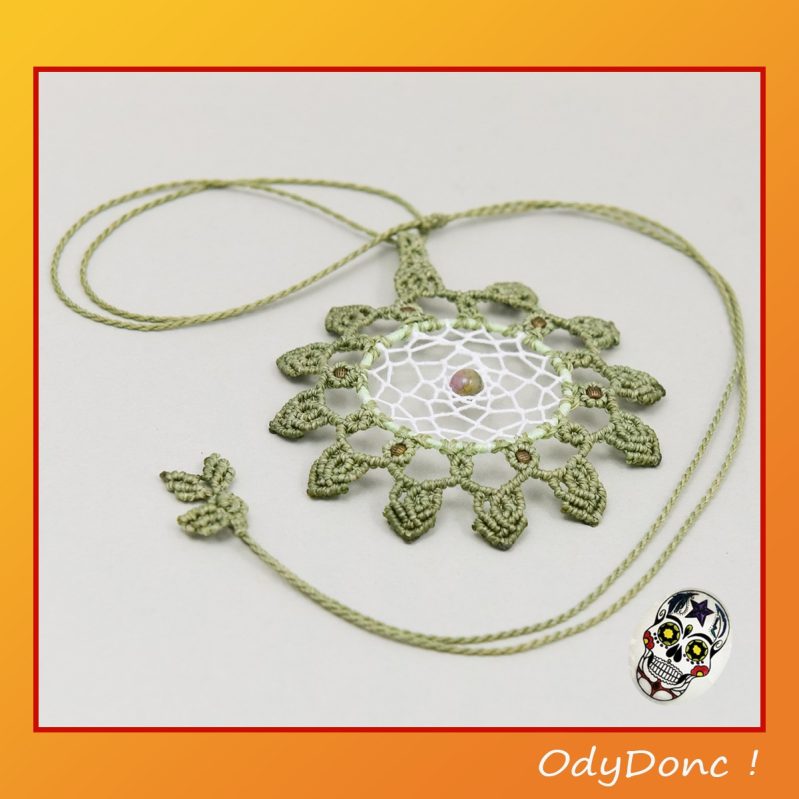 Collier Macramé Agate Indienne Pendentif Attrape Rêves Mandala