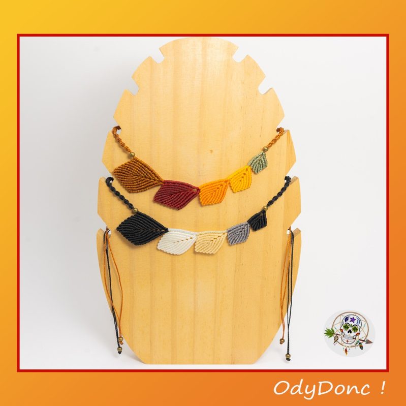 Colliers Micro Macramé Feuilles Naturelles et Festives